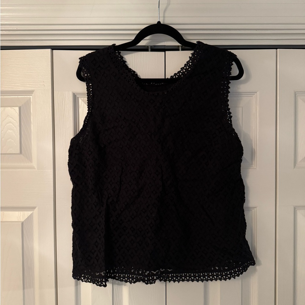 Cotton Black Lace Sleeveless Top